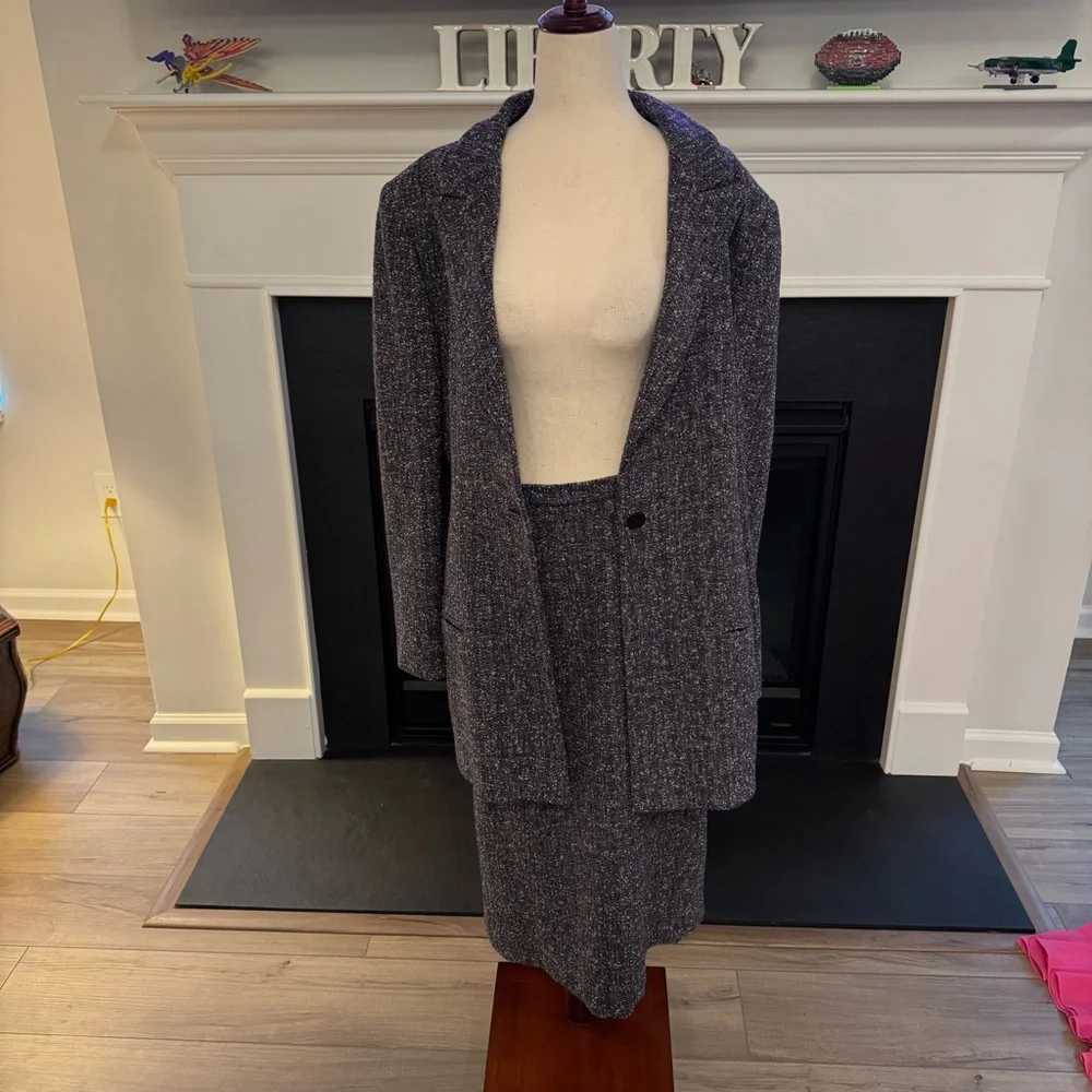 ✨ Vintage Mirrors of Krizia Italian Tweed Skirt Suit – Made in Italy ✨